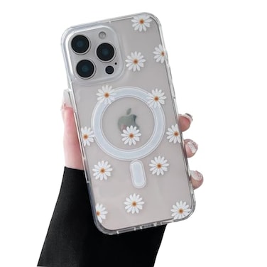 ZTOFERA for iPhone 16 Pro Max Magnetic Case Compatible with MagsafeAesthetic Floral Pattern Design Cute for Girl WomenAntiDrop Protective Hard Phone Cover for iPhone 16 Pro MaxDaisy