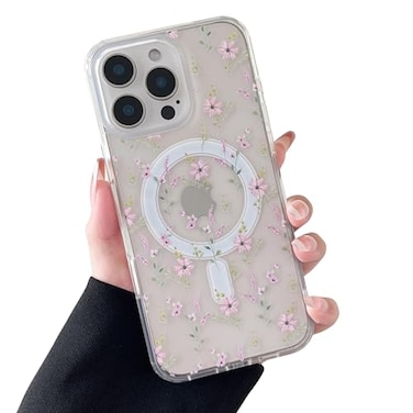 ZTOFERA for iPhone 16 Pro Max Magnetic Case Compatible with MagsafeAesthetic Floral Pattern Design Cute for Girl WomenAntiDrop Protective Hard Phone Cover for iPhone 16 Pro MaxPink Flower