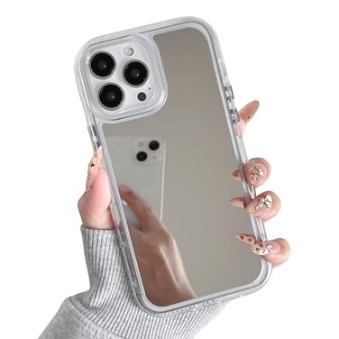 ZTOFERA Mirror Case for iPhone 13 Pro Mirror for Girls Women Makeup Cute Glossy Hard Back Raised Edge Phone Bumper AntiDrop Shockproof Protective Case for iPhone 13 Pro Clear