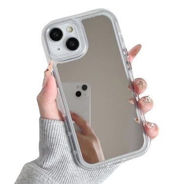 ZTOFERA Mirror Case for iPhone 14 Plus15 Plus Mirror for Girls Women MakeupCute Glossy Hard Back Raised Edge Phone Bumper AntiDrop Shockproof Protective Case for iPhone 1415 PlusClear