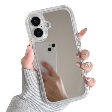 ZTOFERA Mirror Case for iPhone 16 Mirror for Girls Women Makeup Cute Glossy Hard Back Raised Edge Phone Bumper AntiDrop Shockproof Protective Case for iPhone 16 Clear