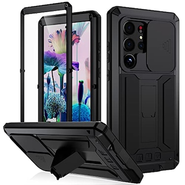 Lunivop Compatible with Samsung Galaxy S23 Ultra Case Metal Hard Phone Case para with Screen Protector and Lens Protector Heavy Duty Military Grade Dustproof Note The Fingerprints Dont Work Black