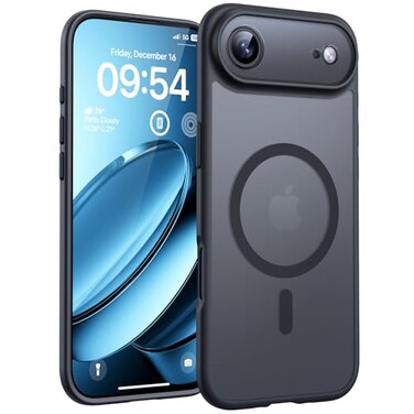 TOCOL for iPhone Air Case Compatible with Magsafe Full Camera Protection Builtin Magnetic Ring Drop Protection Slim Thin Translucent Matte Phone Case for iPhone 17 Air Black