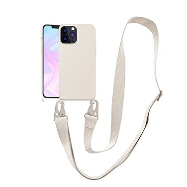 VooDirop Compatible with iPhone 15 Pro Max Case with Lanyard Crossbody iPhone Case with Strap Adjustable Shockproof Drop Protection Silicone Phone Cover for iPhone 15 Pro Max 67 Stone