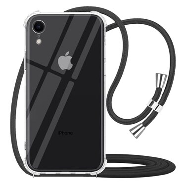YESPURE for iPhone XR Clear Case with Adjustable Neck Cord Lanyard StrapCrossbody Phone Case Clear Transparent Soft TPU AntiScratch Shockproof Cover for iPhone XR Black