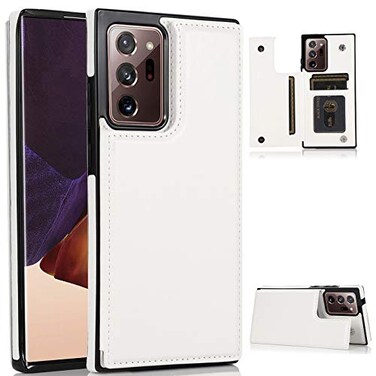 ZYZX CCSamll for Samsung Galaxy Note 20 Ultra Wallet Case with Card Holder PU Leather Pockets Case with Kickstand Shockproof Phone Cover for Samsung Note 20 Ultra SK White