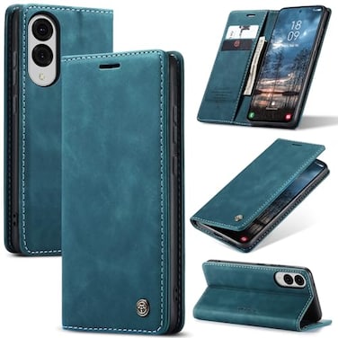 Cracedily for Samsung Galaxy S25 Edge Case Flip Wallet Leather Case with Card Holder Magnetic Closure Shockproof Kickstand Protective Phone Cases Cover for Galaxy S25 Edge BlueGreen