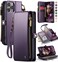 Defencase Compatible with iPhone 14 Pro Max Case Wallet with RFID Blocking Card Holder for Women Men PU Leather Magnetic Snap Flip Zipper Strap Wallet Phone Case Fit for iPhone 14 Pro Max 67 Purple