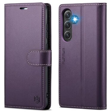 FLIPALM Wallet Case for Samsung Galaxy S24 Fe RFID Blocking Credit Card Holder PU Leather Folio Flip Kickstand Protective Shockproof Cover for S24 Fe Purple for S24 Fe 64