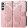 HAOTP Galaxy S23 Plus CaseWallet CasePU Leather Protective Phone Case Wrist Strap Card Slots Holder Pocket Emboss Butterfly Flower Stand Flip Case Compatible with Samsung Galaxy S23 Plus Rose Gold