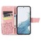 HAOTP Galaxy S23 Plus CaseWallet CasePU Leather Protective Phone Case Wrist Strap Card Slots Holder Pocket Emboss Butterfly Flower Stand Flip Case Compatible with Samsung Galaxy S23 Plus Rose Gold