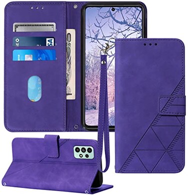 Moment Dextrad for Samsung Galaxy A53 5G Case Wallet Card Holder Slots Wrist Strap TPU Interior Protective Stand PU Leather Folio Flip Cases Cover Purple