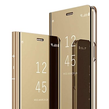 Omorro Case for Galaxy Note 9 Luxury Clear View Electroplate Mirror Makeup Design Flip Wallet 360 Full Body Builtin Screen Protection Slim Hard Mirror Kickstand Cover