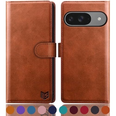 SUANPOT for Google Pixel 9 5GGoogle Pixel 9 Pro 63 Wallet case with RFID Blocking Credit Card HolderFlip Book PU Leather Protective Cover Women Men for Pixel 9 Phone case Light Brown