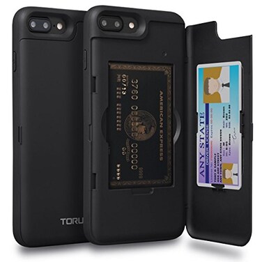 TORU CX PRO for iPhone 8 PlusiPhone 7 Plus Case Wallet Protective Shockproof Heavy Duty Cover with Hidden Card Holder Card Slot Plastic Mirror Included Black