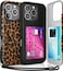 TORU for iPhone 16 Pro Wallet Case with Card Holder Hidden ID Credit Card Slot Flip Kickstand Slim Fit Shockproof Heavy Duty Phone Cover with Strap Leopard Pattern