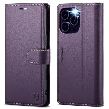 FLIPALM Wallet Case for iPhone 16 Pro RFID Blocking Credit Card Holder PU Leather Folio Flip Kickstand Protective Shockproof Cover for Apple 16 pro Purple for iPhone 16 Pro 63