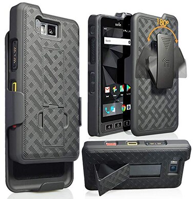 Nakedcellphone Combo Series Compatible with Sonim XP8 Phone Case Kickstand Hard Cover with RotatingRatchet Belt Clip Holster for XP8800 Black Tread