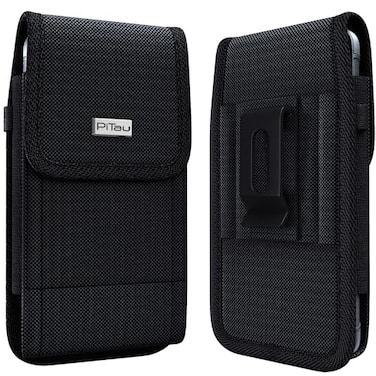 PiTau Holster for iPhone Se 8 7 6s 6 Rugged Nylon Cell Phone Belt Holder for Men Case with Belt Clip Carrying Pouch Fits Cover Black
