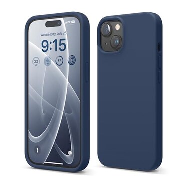 elago Compatible with iPhone 15 Case Liquid Silicone Case Full Body Protective Cover Shockproof Slim Design AntiScratch Soft Microfiber Lining 61 inch Jean Indigo