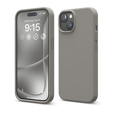 elago Compatible with iPhone 15 Case Liquid Silicone Case Full Body Protective Cover Shockproof Slim Design AntiScratch Soft Microfiber Lining 61 inch Medium Grey