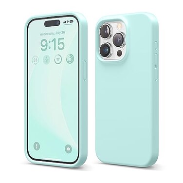 elago Compatible with iPhone 15 Pro Case Liquid Silicone Case Full Body Protective Cover Shockproof Slim Phone Case AntiScratch Soft Microfiber Lining 61 inch Aqua Sky