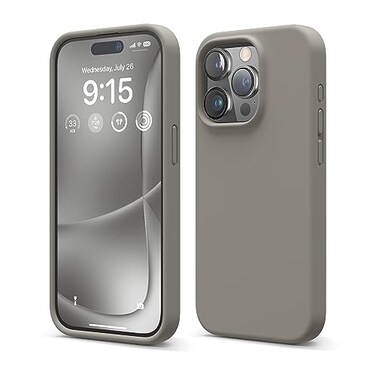 elago Compatible with iPhone 15 Pro Case Liquid Silicone Case Full Body Protective Cover Shockproof Slim Phone Case AntiScratch Soft Microfiber Lining 61 inch Medium Grey