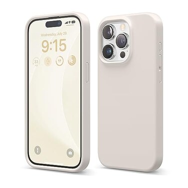 elago Compatible with iPhone 15 Pro Case Liquid Silicone Case Full Body Protective Cover Shockproof Slim Phone Case AntiScratch Soft Microfiber Lining 61 inch Stone