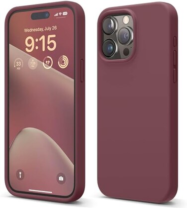 elago Compatible with iPhone 15 Pro Max Case Liquid Silicone Case Full Body Protective Cover Shockproof Slim Phone Case AntiScratch Soft Microfiber Lining 67 inch Burgundy