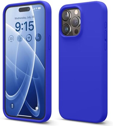 elago Compatible with iPhone 15 Pro Max Case Liquid Silicone Case Full Body Protective Cover Shockproof Slim Phone Case AntiScratch Soft Microfiber Lining 67 inch Cobalt Blue