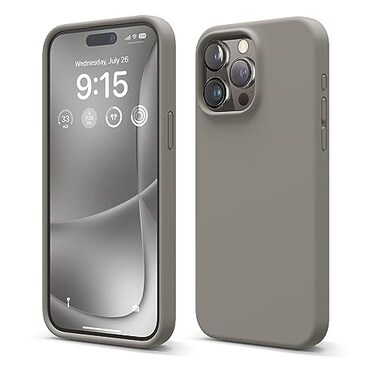 elago Compatible with iPhone 15 Pro Max Case Liquid Silicone Case Full Body Protective Cover Shockproof Slim Phone Case AntiScratch Soft Microfiber Lining 67 inch Medium Grey