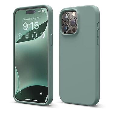 elago Compatible with iPhone 15 Pro Max Case Liquid Silicone Case Full Body Protective Cover Shockproof Slim Phone Case AntiScratch Soft Microfiber Lining 67 inch Midnight Green