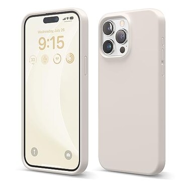 elago Compatible with iPhone 15 Pro Max Case Liquid Silicone Case Full Body Protective Cover Shockproof Slim Phone Case AntiScratch Soft Microfiber Lining 67 inch Stone