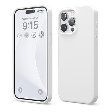 elago Compatible with iPhone 15 Pro Max Case Liquid Silicone Case Full Body Protective Cover Shockproof Slim Phone Case AntiScratch Soft Microfiber Lining 67 inch White