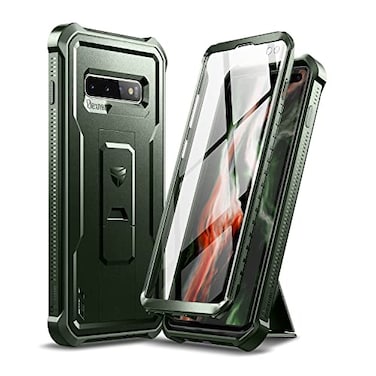 Dexnor for Samsung Galaxy S10 Plus Case Built in Screen Protector and Kickstand Heavy Duty Military Grade Protection Shockproof Protective Cover for Samsung Galaxy S10 Plus Green