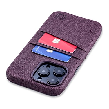 Dockem Card Case for iPhone 14 Pro max with Builtin Metal Plate for Magnetic Mounting Wallet with 2 Holder Slots M2 Luxe CanvasStyle Synthetic Leather Burgundy