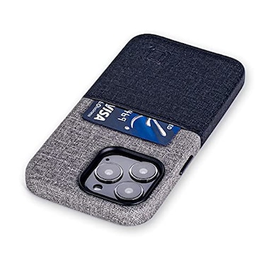Dockem Wallet Case for iPhone 13 Pro with Builtin Metal Plate for Magnetic Mounting 1 LayFlat Credit Card Holder Pockets Luxe M1 Canvas Style Synthetic Leather 61 iPhone 13 Pro BlackGrey