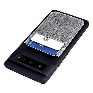 Dockem Wallet Case for Pixel 6 with 2 Credit Card Holder Pockets Liquid Silicone with Canvas Style Synthetic Leather Card Slots Luxe N2T BlackGrey
