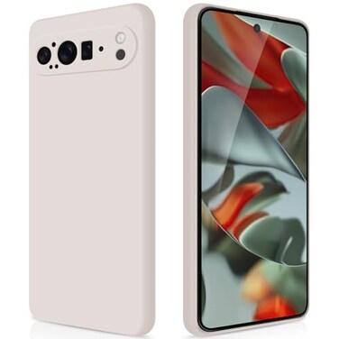 GiiYoon Silicone Case Compatible with Google Pixel 9 Pro XL Full Body Silky Soft Touch Phone Case with Camera Protection Shockproof Cover with Microfiber Lining Off White