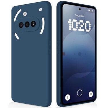 GiiYoon Silicone Case Compatible with Nothing Phone 3a Full Body Silky Soft Touch Phone Case with Camera Protection Shockproof Cover with Microfiber Lining Blue