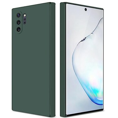 GiiYoon Silicone Case Compatible with Samsung Galaxy Note 10 Plus Full Body Silky Soft Touch Phone Case with Camera Protection Shockproof Cover with Microfiber Lining Green