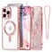 Meifigno Case Designed for iPhone 16 Pro Compatible with MagSafe 1X HD1X Privacy Screen Protectors Glitter CardWrist Strap Surround Lens Protection Designed for iPhone 16 Pro Case Rose Gold