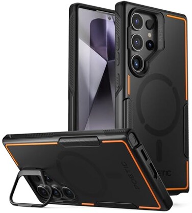 Poetic Neon Case Compatible with Galaxy S24 Ultra 68 Builtin Camera Stand Compatible with MagSafe Dual Layer Rugged Slim Shockproof Protective Cover Black