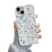 QLTYPRI for iPhone 14 Case Cute Pink Floral Flower Pattern Aesthetic Phone Case Raised Camera Protection Soft Slim TPU Shockproof Protective Phone Cover for Girls Women Blue