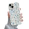 QLTYPRI for iPhone 14 Case Cute Pink Floral Flower Pattern Aesthetic Phone Case Raised Camera Protection Soft Slim TPU Shockproof Protective Phone Cover for Girls Women Blue