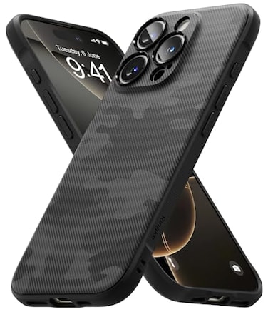 Ringke Onyx for iPhone 16 Pro Max Case Feels Good in The Hand Oil Dirt Resistant Individual Lens Covers for Cameras NonSlip Enhanced Grip Lightweight Cover Camo Black