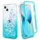 Ruky for iPhone 13 Phone Case iPhone 14 Phone Case Glitter Liquid Full Body Case with Builtin Screen Protector Soft TPU Girls Women Phone Case for iPhone 13 iPhone 14 61 Gradient Teal