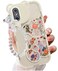 Shinymore Compatible with iPhone Xs CaseCute Clear Flowers Bear Camera Protector with Lovely Strap Bracelet Chain Girls Women Cover