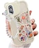 Shinymore Compatible with iPhone Xs CaseCute Clear Flowers Bear Camera Protector with Lovely Strap Bracelet Chain Girls Women Cover