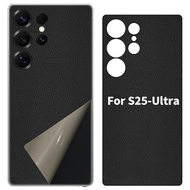 SUKIDIOVQ for Samsung Galaxy S25 Ultra Skin Wrap Leather Strip 3M Phone Sticker Ultra Thin Slim Ultralight Decal Glass Protector Film Protective for Back Camera Black